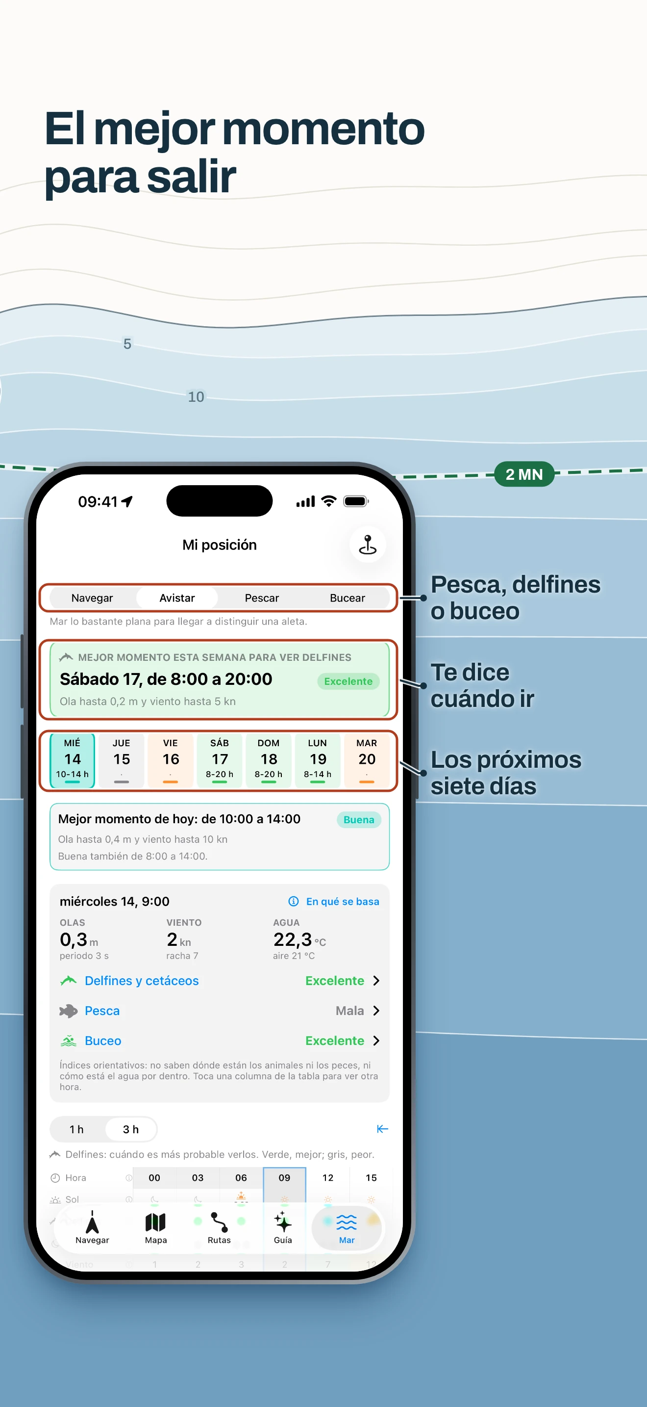 Previsión de Embarca: el mejor momento de la semana para salir a pescar, con los próximos siete días, viento, oleaje y delfines y cetáceos